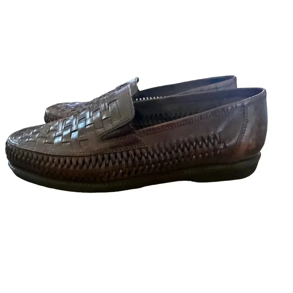 Soft Stags Men's Brown Leather Woven‎ Comfortable Flat Boot Size 11M